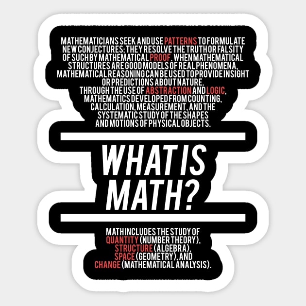 Math Defined - Math Teacher Sticker by Hidden Verb